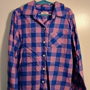 SO Kids Plaid Button Down Shirt in Blue and Pink